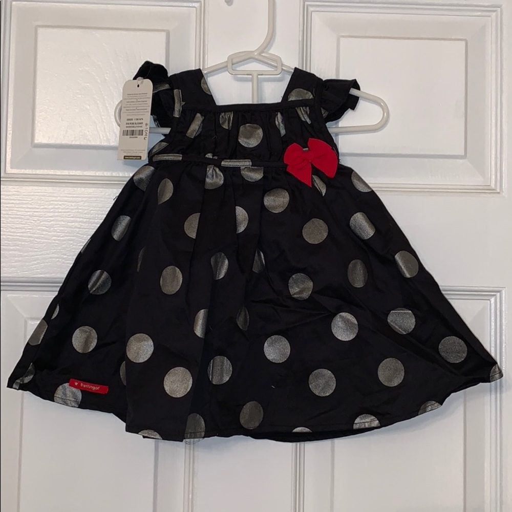 Black and Silver Polka Dotted Dress and Bloomers